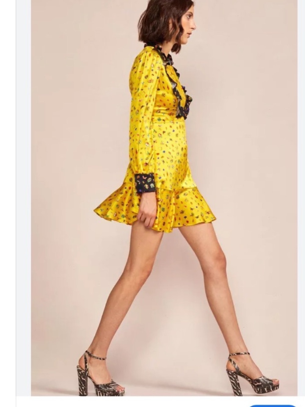 Cynthia Rowley  Aiko Ruffle Trim Long-Sleeve Mini Prairie Dress size 8 - Picture 3 of 6